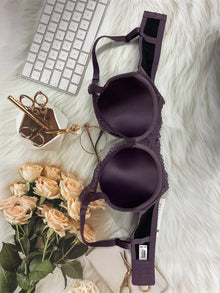 PU Leather Underwire Push-Up Bra