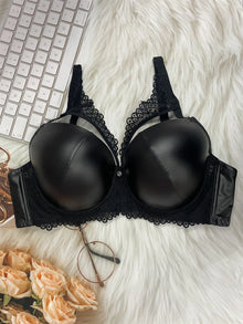 PU Leather Underwire Push-Up Bra