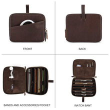 Estuche de lujo CONTACT'S FAMILY para 6 relojes, caja de almacenamiento, organizador de viaje portátil para correas de reloj, estuche para herramientas y accesorios