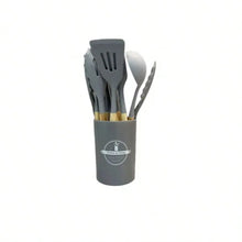 12Pcs Kitchen Utensil Set Silicone Spatula Set Wooden Handle Cooking Tools Kit with Holder Heat-Resistant Cookware for Kitchen