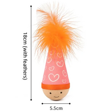 Cat Tumbler Toy with Natural Beech Base – Turkey Feather & Catnip Interactive Play, Self-Righting Design