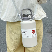 Termo de acero inoxidable de gran capacidad de 2000 ml, botella de vacío portátil, vaso aislado con cuerda, taza térmica para el hogar y exteriores