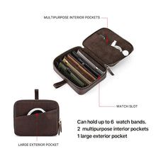 Estuche de lujo CONTACT'S FAMILY para 6 relojes, caja de almacenamiento, organizador de viaje portátil para correas de reloj, estuche para herramientas y accesorios