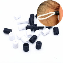 100PCS Adjustable Black White Face Mask Silicone Button Cord Locks Elastic Band Stop Drawstring Accessories DIY Spiral Buttons