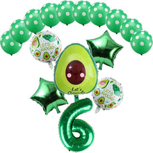16pcs Green Avocado Shaped Aluminum Foil Balloon Fruit Party Food Festival Children's Birthday Party Decoration Globos