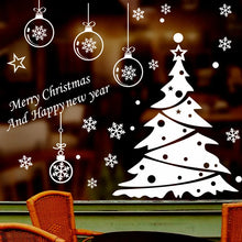 Christmas Tree Decoration Glass Windows Wall Stickers Snowflake Living Room Decals Festival Home Decor Happy New Year Wallpaper