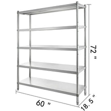 SucceBuy 4-Tier Stainless Steel Commercial Storage Rack Shelf for Kitchen Warehouse Garage Storing Kitchenware