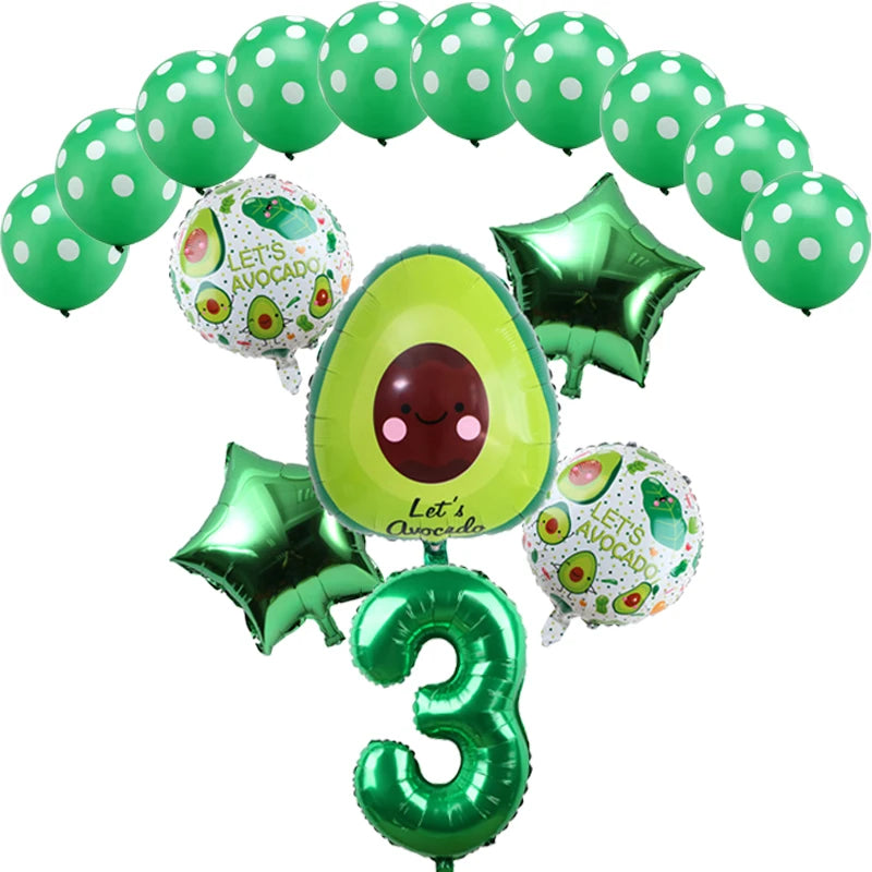 16pcs Green Avocado Shaped Aluminum Foil Balloon Fruit Party Food Festival Children's Birthday Party Decoration Globos