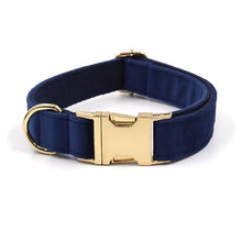 Deep Blue Velvet Personalized Dog Harness Luxury Designer Dog Collar Leash Set Bow Pet Collar with Walking Lead Pet Accessories