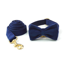 Deep Blue Velvet Personalized Dog Harness Luxury Designer Dog Collar Leash Set Bow Pet Collar with Walking Lead Pet Accessories