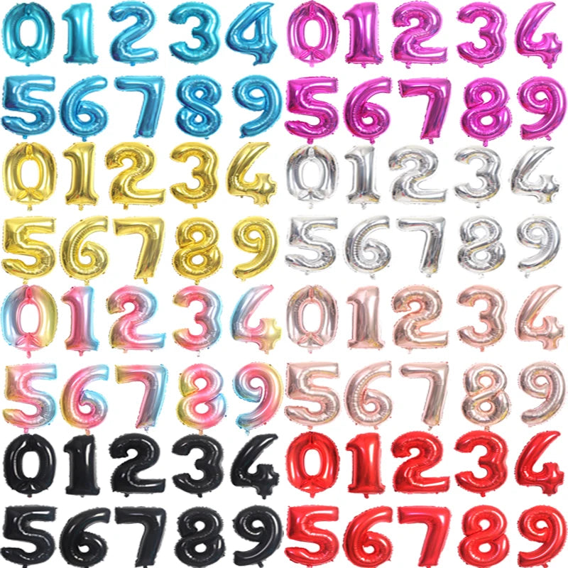 16/32/40 inch Big Size Rose Gold Sliver digital number Figure Foil balloons Adult Birthday Party Decoration Supplies Ballon