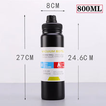 Botella de agua deportiva de acero inoxidable UPORS, termo portátil con aislamiento al vacío de doble pared, gran capacidad de 600 ml/800 ml