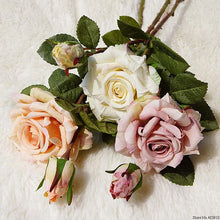 NEW Beautiful roses branch fleur silk Artificial flowers Wedding Decoration rose flores artificiales fake flowers