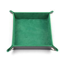 Foldable Storage Box Dice Tray PU Leather Folding Key Coin Storage Square Tray Dice Game for RPG DnD Table Board Games
