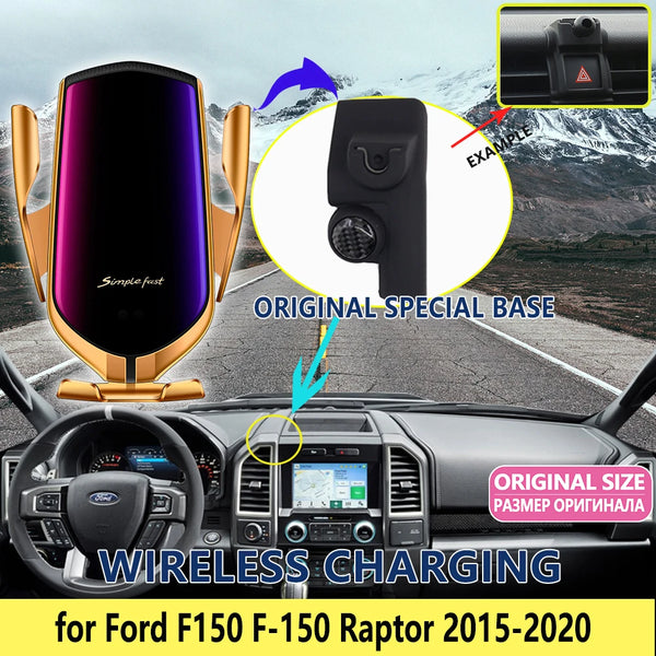 Soporte para teléfono móvil para coche para Ford F150 F-150 Raptor Serie F 2015 2016 2017 2018 2019 2020 Base de soporte y accesorios para iPhone