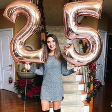 16/32/40 inch Big Size Rose Gold Sliver digital number Figure Foil balloons Adult Birthday Party Decoration Supplies Ballon