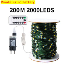10-200M LED String Lights Fairy Green Wire Outdoor Christmas Light Tree Garland For New Year Street Home Party Wedding Decor