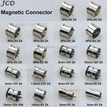 JCD 1Pair 2/3/4/5/6/Pin Male Female Waterproof Round Shape Magnet Suction Spring Pogo Pin DC Power Charging Magnetic Connector ﻿