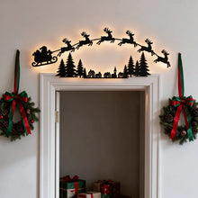 Christmas Wall Decor LED Light Up Santa Sleigh Reindeer Pine Tree Hollow Cutout Hanging Door Frame Home Holiday Party Decoration