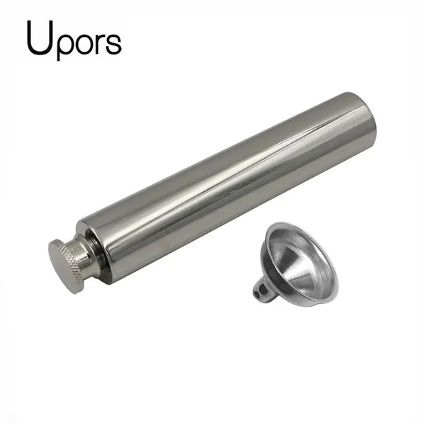 UPORS 2OZ Hip Flask with Wine Funnel Portable Mini Stainless Steel Whiskey Flask Flat Bottom Tube Alcohol Bottle