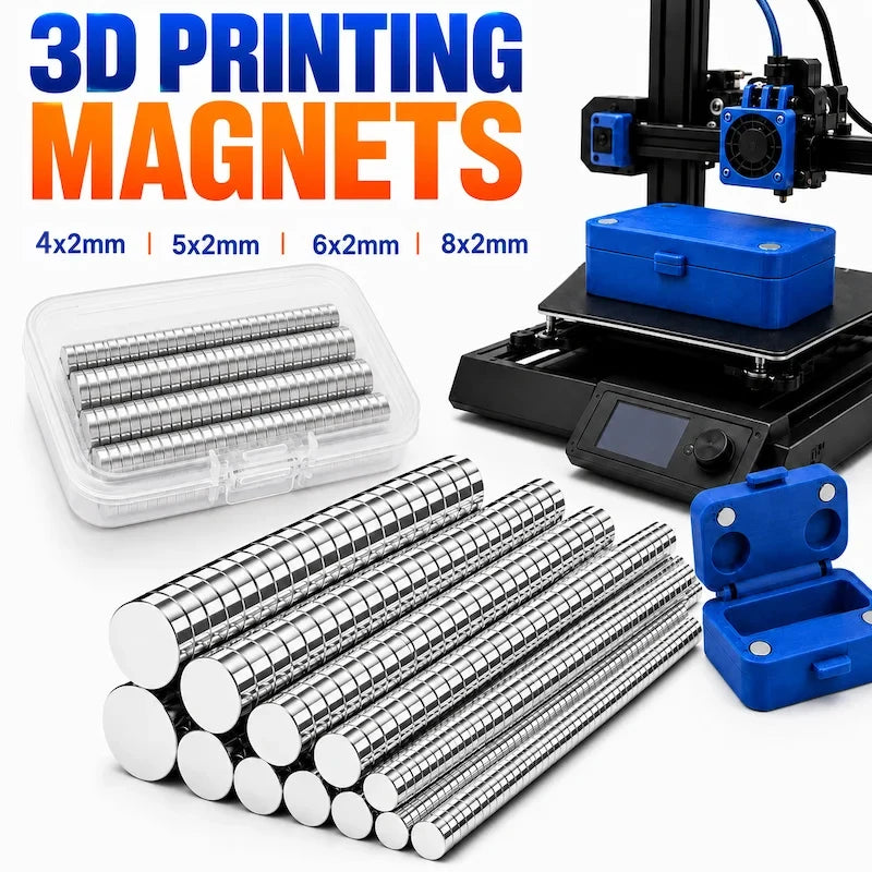 120pcs 3D Printing Magnets Set 4 Different Sizes Powerful Neodymium Magnet 3d Printing Tools Kit Multi-Use for Fridge, Storage