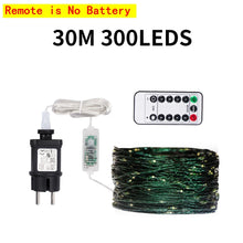 10-200M LED String Lights Fairy Green Wire Outdoor Christmas Light Tree Garland For New Year Street Home Party Wedding Decor