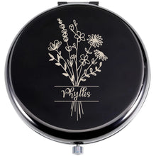 1pc Creative cute flower Personalized Text Laser engraving Pocket Mirror Wedding Party Gifts