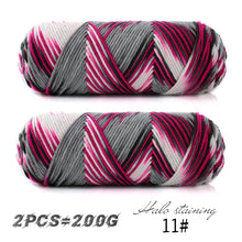 2 PCs Colorful 5-strand Dyed Milk Cotton Baby Sweater Yarn Self Woven Scarf Medium Thick Handmade DIY Woven Crochet Material Bag