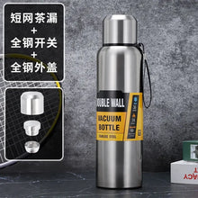 Termo de 500/1000/1500 ml, botella de agua deportiva de acero inoxidable de gran capacidad, termo al vacío, vaso aislado portátil con cuerda