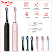 Tongwode USB Rechargeable Tooth Brush for Adult 6 Clean Modes Sonic Electric Toothbrush Washable Teeth Whitening and Cleanin
