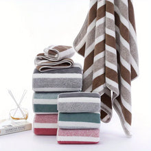 2pcs/set, Hand Towel Bath Towel Absorbent Striped Pattern Quick Drying Bath Towel Face Towel Beach Towel Bathroom Accessories