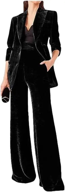 Traje de terciopelo de doble botonadura para mujer, conjunto de 2 piezas para reuniones de negocios y oficina, banquetes de boda, cenas y bailes