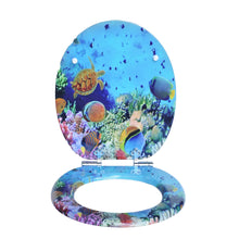 Sainos Universal Wc Seat with Soft Close Toilet Seat Cover Wood Toilet Lid Toilet Seat Many Colorful Motifs Toilet Topper