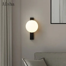 Minimalist Wall Lamp Glass Ball Wall Sconce for Home Bedroom Bedside Lamp Hotel Aisle Living Room Background Wall Light Fixtures