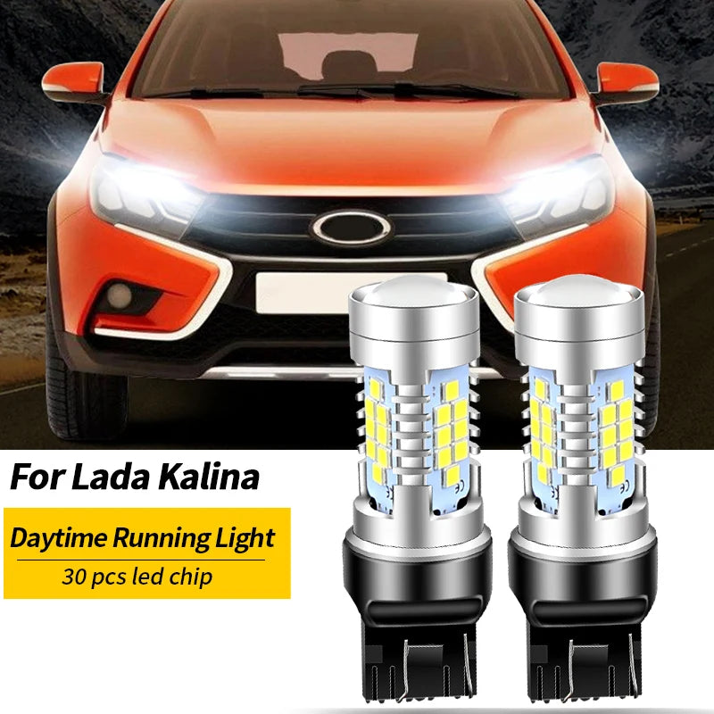 2 bombillas LED de luz diurna DRL Canbus sin error W21/5W 7443 T20 para Lada Kalina Granta Vesta