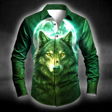 Men's Cool Smoky Animal Wolf Shirt Fashion 3D Printed Shirt Button Up Shirt Casual Long Sleeve Shirt Street Blouse for Mens