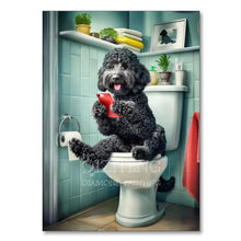 Dog Diamond Painting Cat Toilet Cartoon Diamond Mosaic Animal Full Round/Square Drill Embroidery Funny Bathroom Wall Decor Art