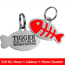 Personalized Cat Id Tags Engraved Puppy Kitten ID Name Collar Tag Fish Shaped Anti-lost Pendant Customized Kitty Nameplate Gift