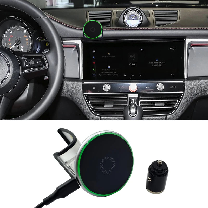 For Porsche Macan 2014 2015 2016 2018 2020-2024 Car ‌Accessories Phone Magnetic 15W Wireless Charger Holder Mount Trim
