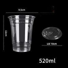 Vaso de plástico transparente desechable de 12/16/20 oz, a prueba de fugas y resistente a roturas, apto para té con leche, café, bebidas y uso diario