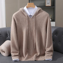 LHZSYY 100% Pure Mink Cashmere Hooded Sweater Men's Hooded Knitted Pullover Business Casual Loose Hoodie Autumn Bottoming Shirt