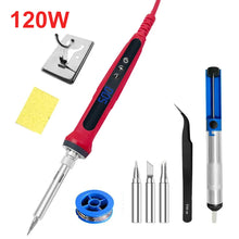 80W Soldering iron kit adjustable temperature LCD solder welding tools Ceramic heater soldering tips Tweezers soldering wire