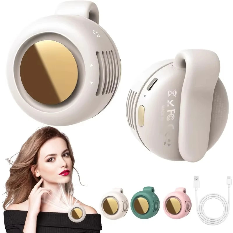 Portable Silent Mini Bladeless Electric Fan, Small Fan Clip on Shirt Waist Mini Bladeless Fan Adjustable 3-Speed For Outdoor NEW