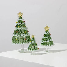 Home Decor Crystal Christmas Tree Handcrafted Glass Brushed Glass Snowman Figurines Table Ornaments Crafts Christmas Decoration