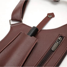 NEW Men's Tactical Vest Bag, High-quality PU Leather, Retro Scratch-resistant Chest Bag, Mobile Phone Bag, Men's Messenger Bag.