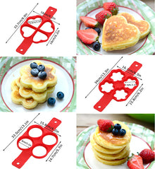 Pancake Maker Multiple Shapes 4 Holes Nonstick Silicone Baking Mold Ring Fried Egg Mold for Family Cooking DIY Daily Surprises