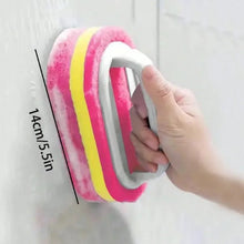 Red & Blue Dual-Color Cleaning Sponge Brush Set - 14×9×7cm Ergonomic Handle Scrub Sponge, Perfect for Kitchen, Bathroom