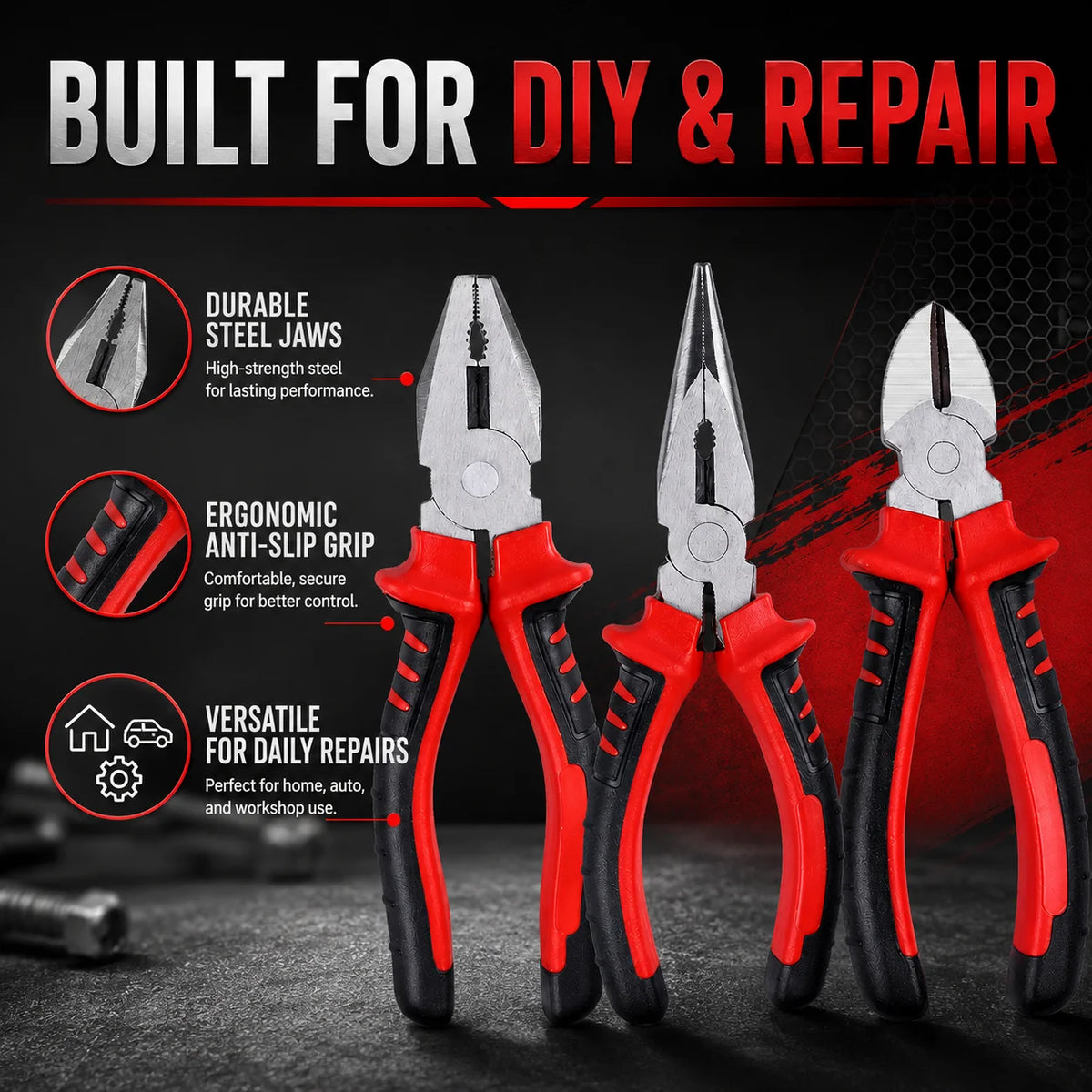 Electric Wire Pliers Large Opening Sharp Multifunction Tool for Cutting Twisting Gripping Metal Wires Heavy Duty Industrial Tool