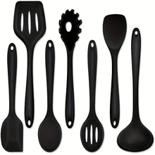 1 ‌ /7-Piece Silicone Kitchen Utensil Set - Non-Stick Spatula, Spoon, Skimmer, Pasta Clip & More for Cooking & Baking