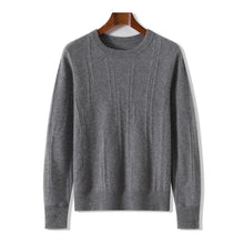 Men's autumn and winter 100% wool knitted pullover, medium thick sweater, warm, breathable, versatile for business and leisure